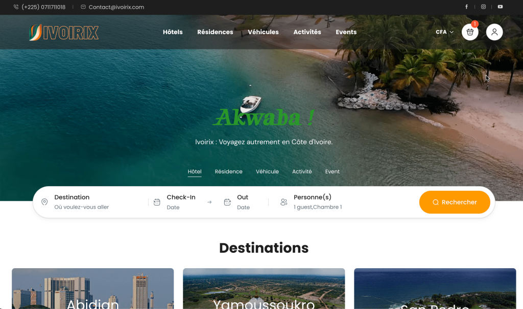 ivoirix.com, Ivory Coast booking marketplace