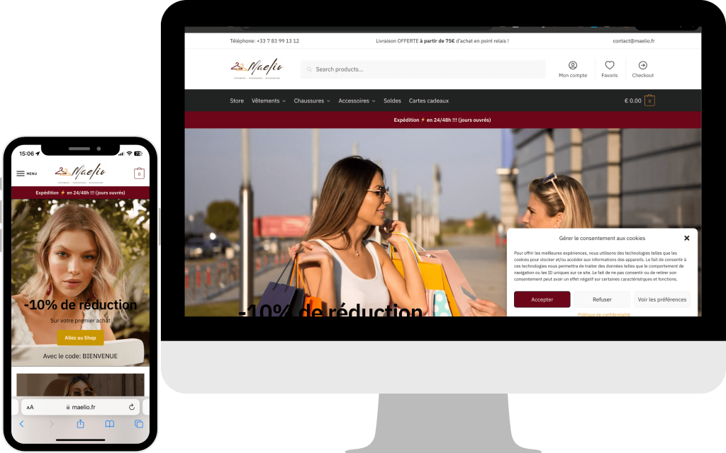 Sito E-commerce sullo schermo