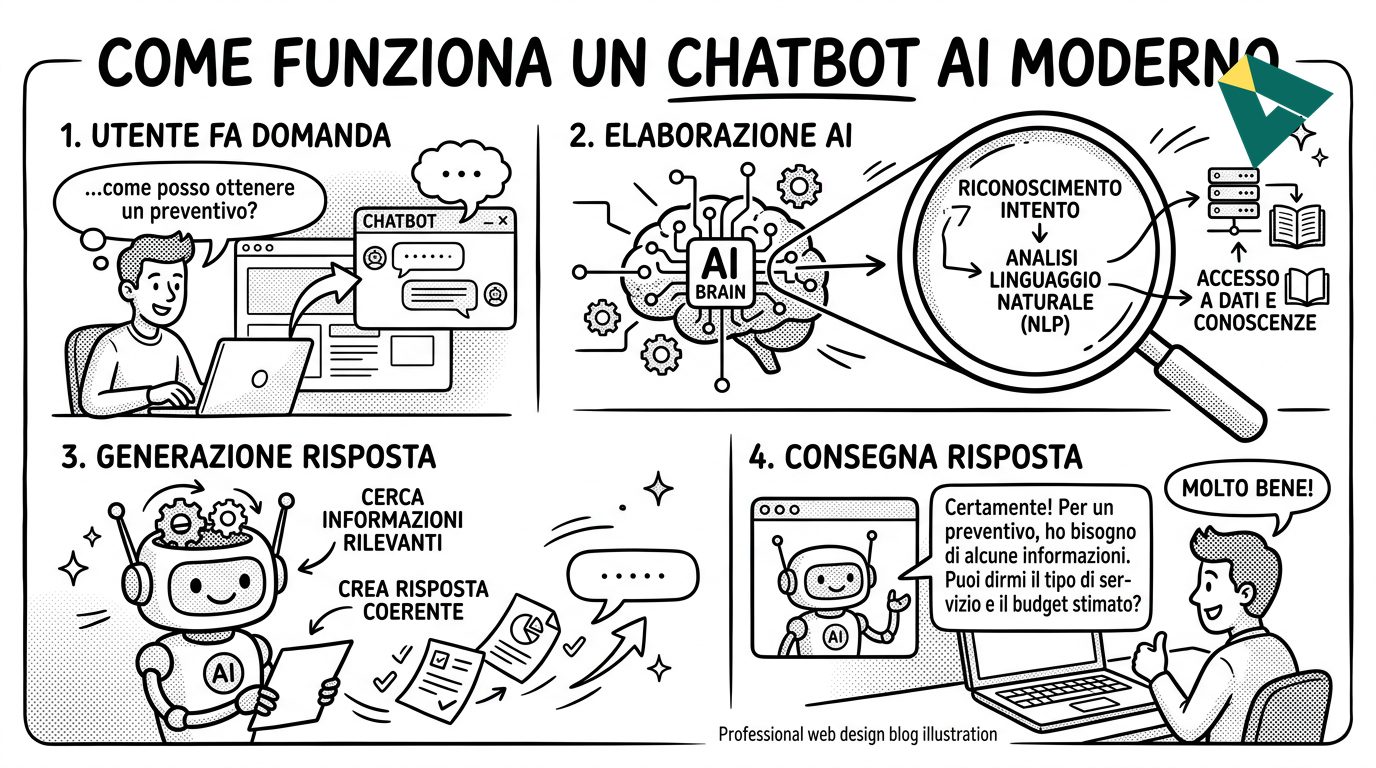 Come Funziona un Chatbot AI Moderno - Ikwaba