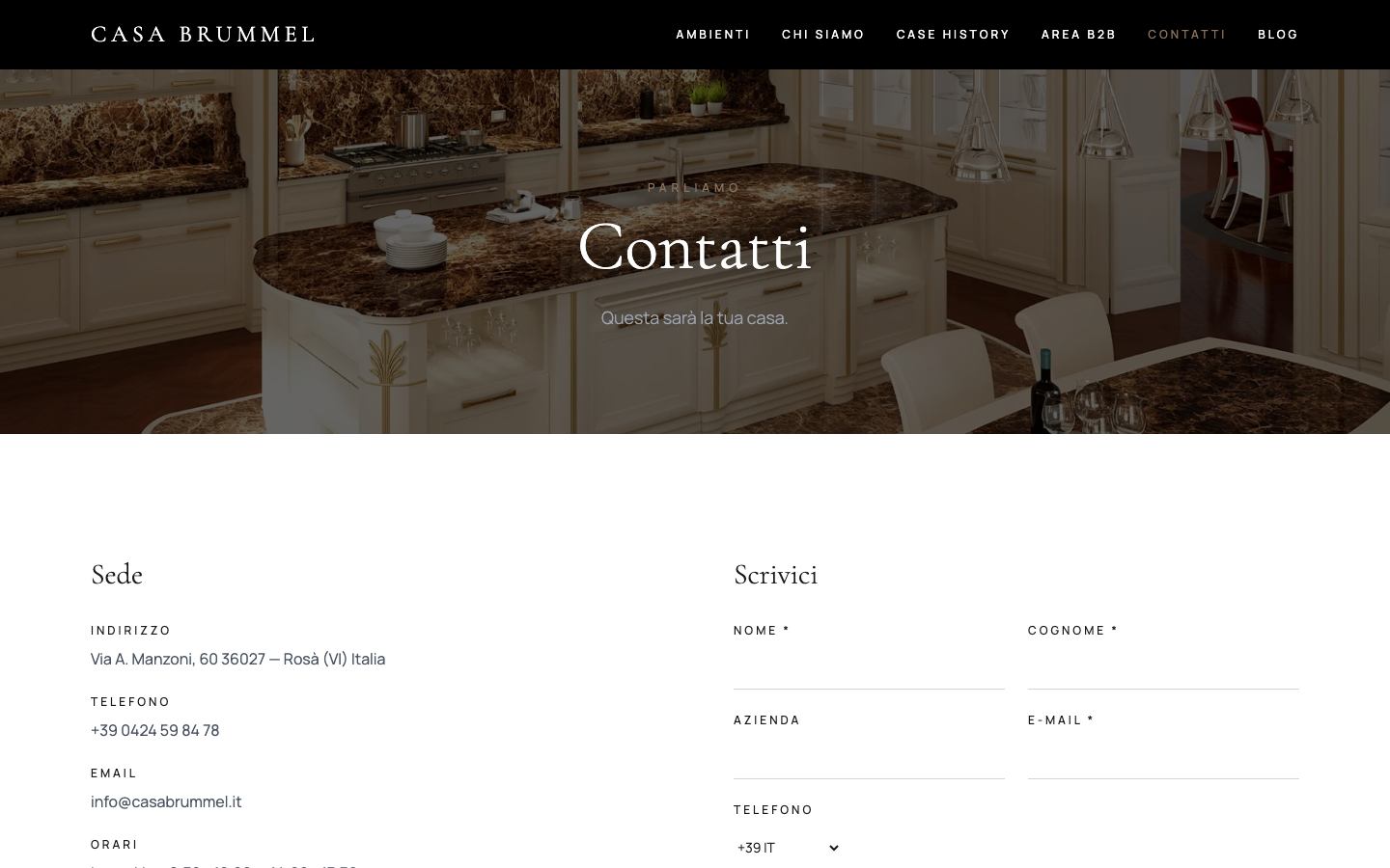 Casa Brummel - Pagina Contatti