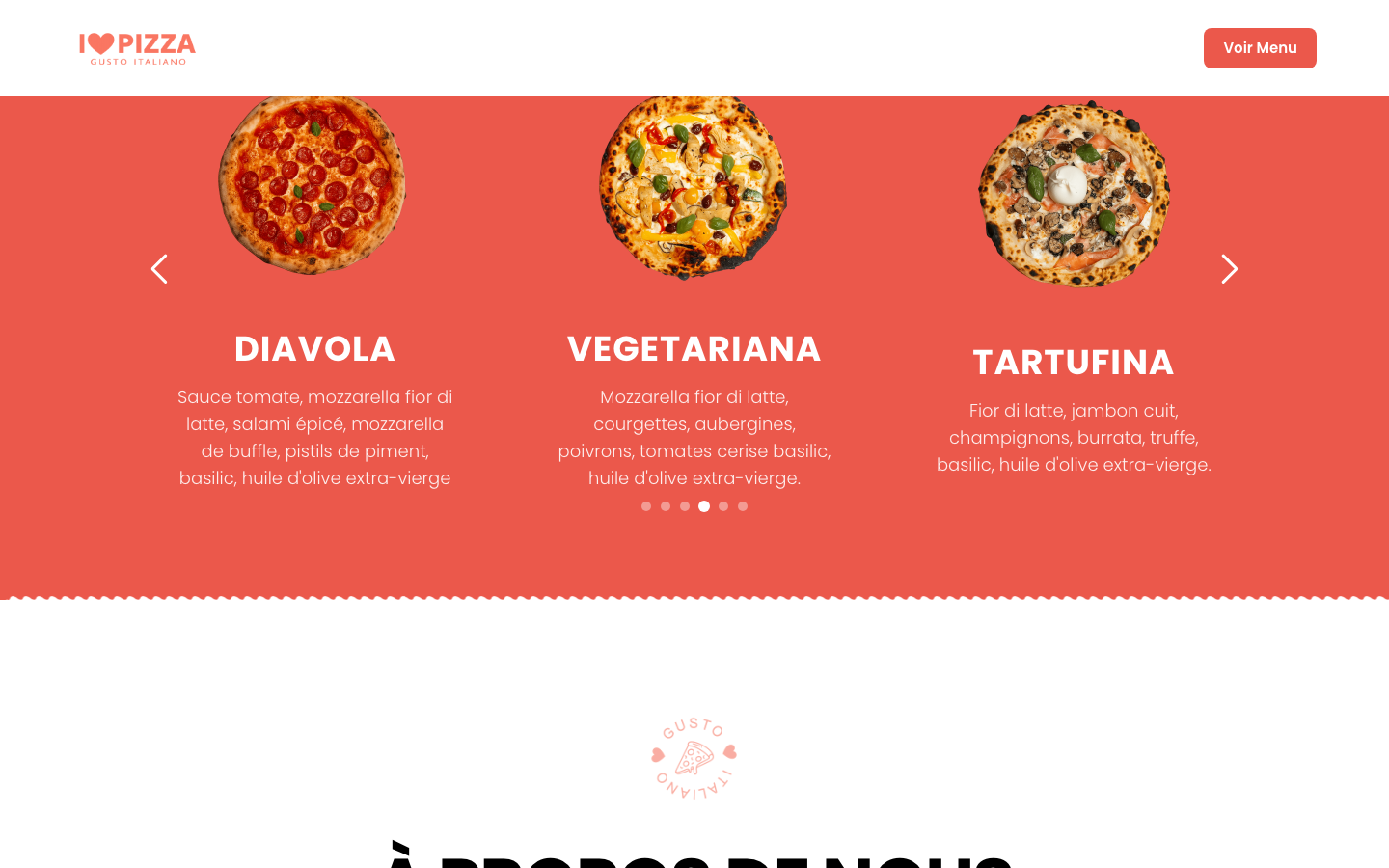 I Love Pizza - Menu pizze con carosello